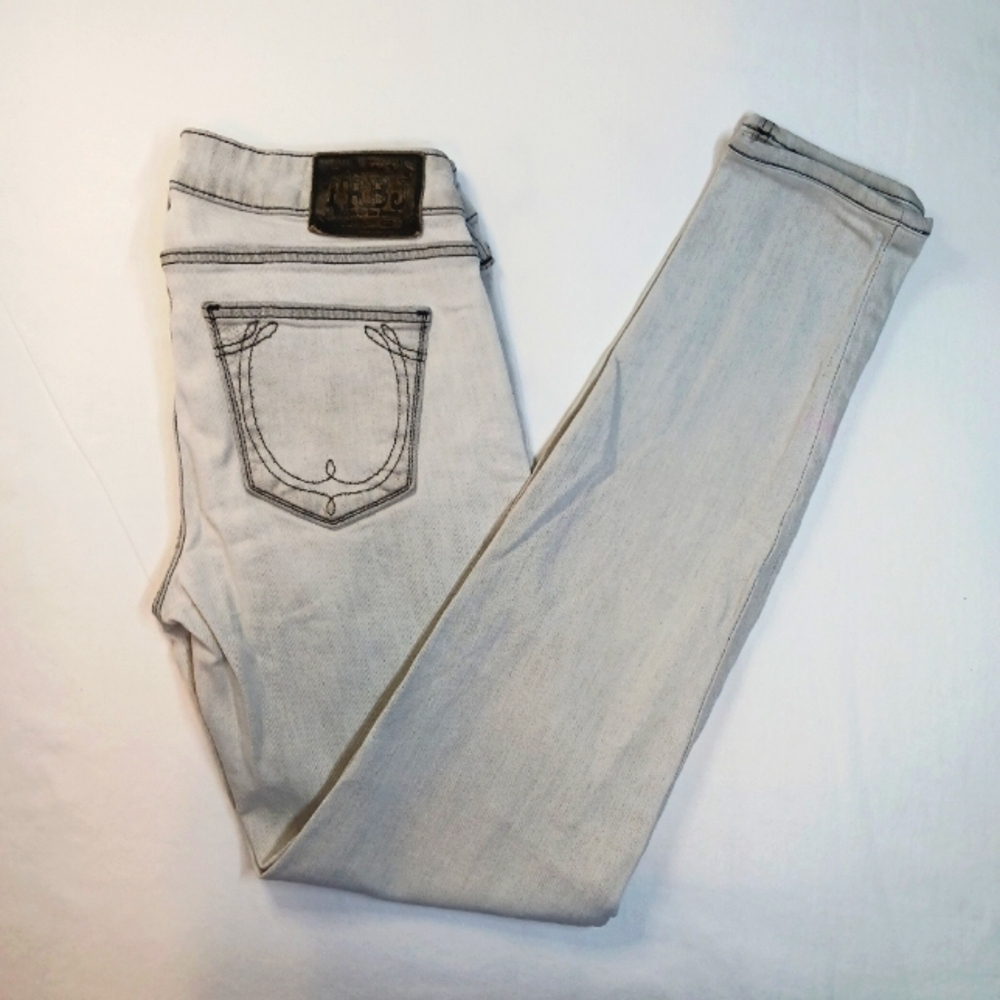 Vintage True Religion Light Gray Wash Skinny Jeans Women’s Size 27 Style 526